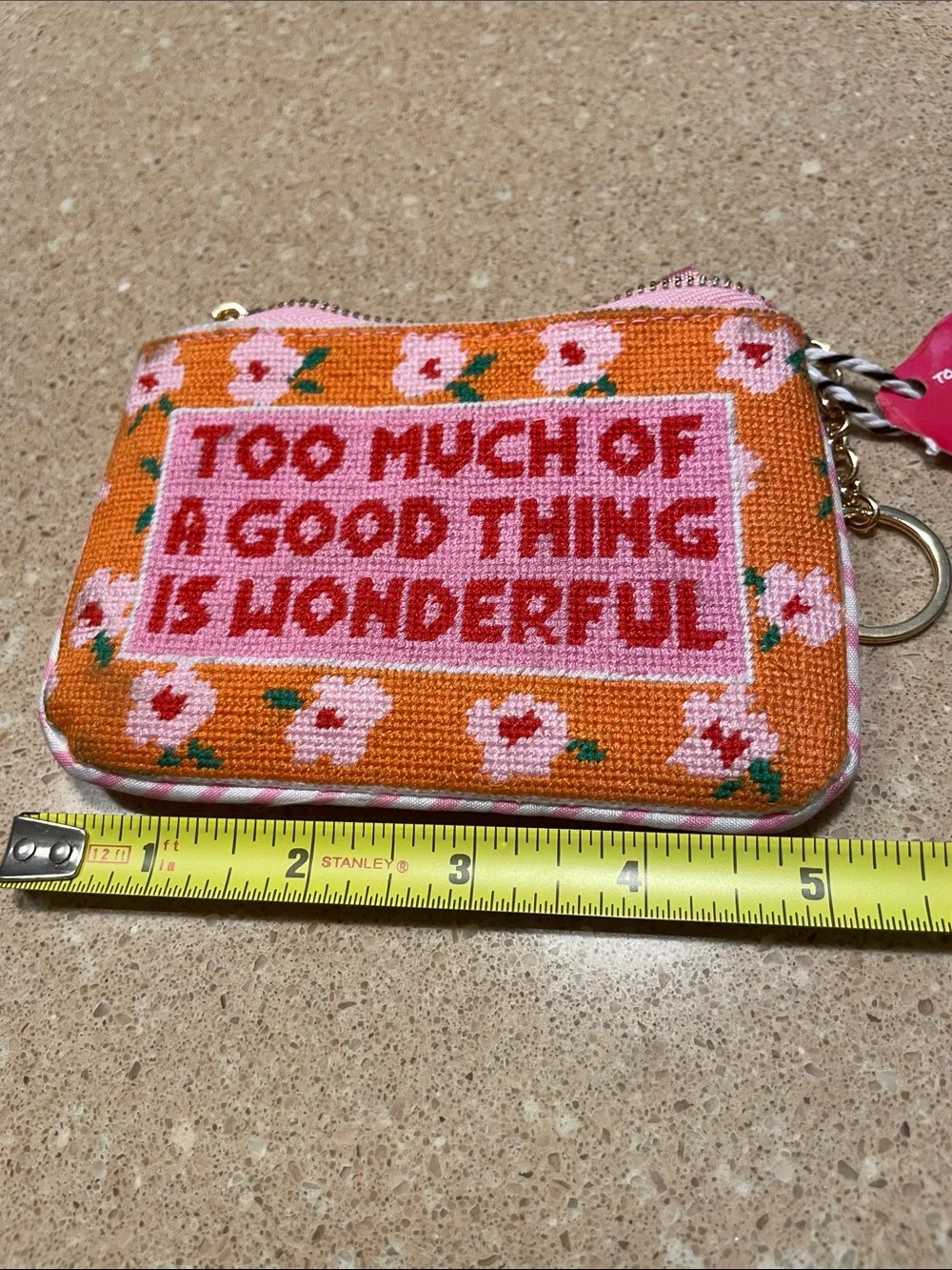 Orange & Pink Floral Card Holder Pouch - 'Too Much Of A Good Thing Is Wonderful'